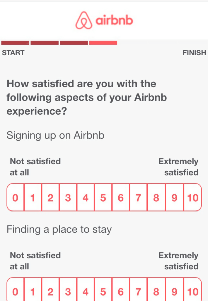 Airbnb CSAT survey questions