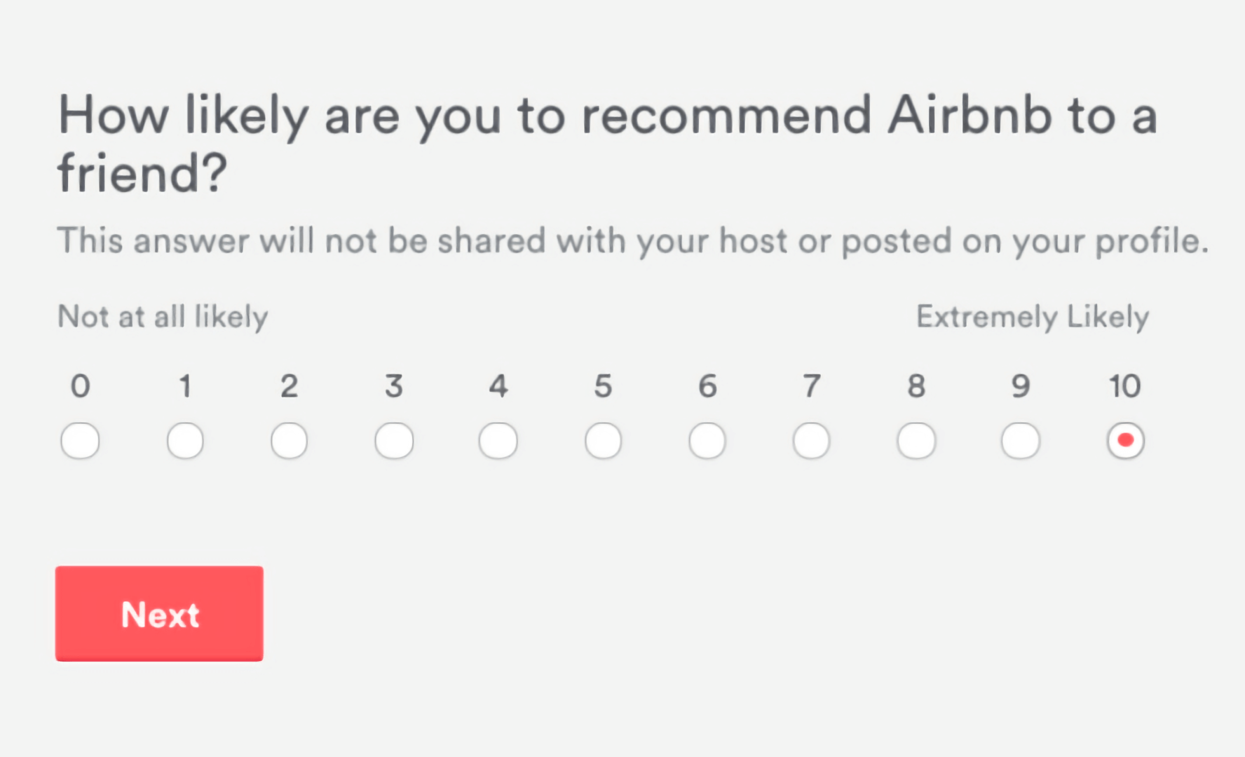 Airbnb Net Promoter survey